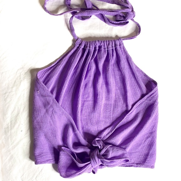 Tie Back Halter Lilac Lavender Top - Picture 1 of 6